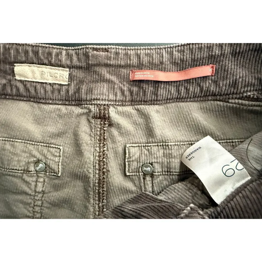 Pilcro Anthropologie The Wanderer Corduroy Cargo Pants Brown Womens Size 29